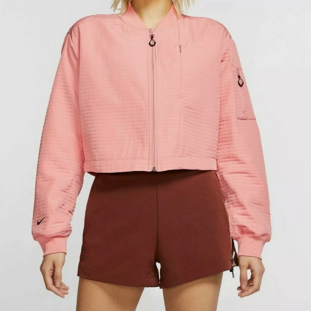 Nike Bomber Jacket Women's Large Pink Quartz Tech Pack City Ready BV4741-606
